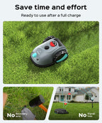 V100 Robotic Lawn Mower – Visual Navigation &amp; Smart Obstacle Avoidance, Adjustable Cutting Height 0.8–2.4 in, Low-Noise Auto Mowing for Small Lawns up to 1,600 sq ft