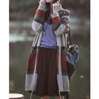Autumn Stripe Knitted Casual Hoodie Cardigan Sweater