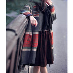 Autumn Stripe Knitted Casual Hoodie Cardigan Sweater