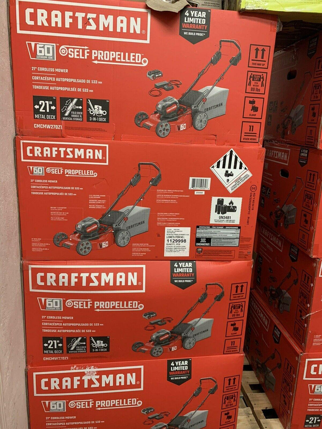 CRAFTSMAN V60 CORDLESS 21-IN. 3-IN-1 SELF-PROPELLED LAWN MOWER KIT CMCMW270Z1