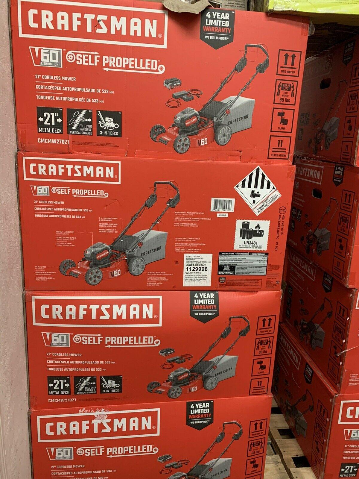 CRAFTSMAN V60 CORDLESS 21-IN. 3-IN-1 SELF-PROPELLED LAWN MOWER KIT CMCMW270Z1