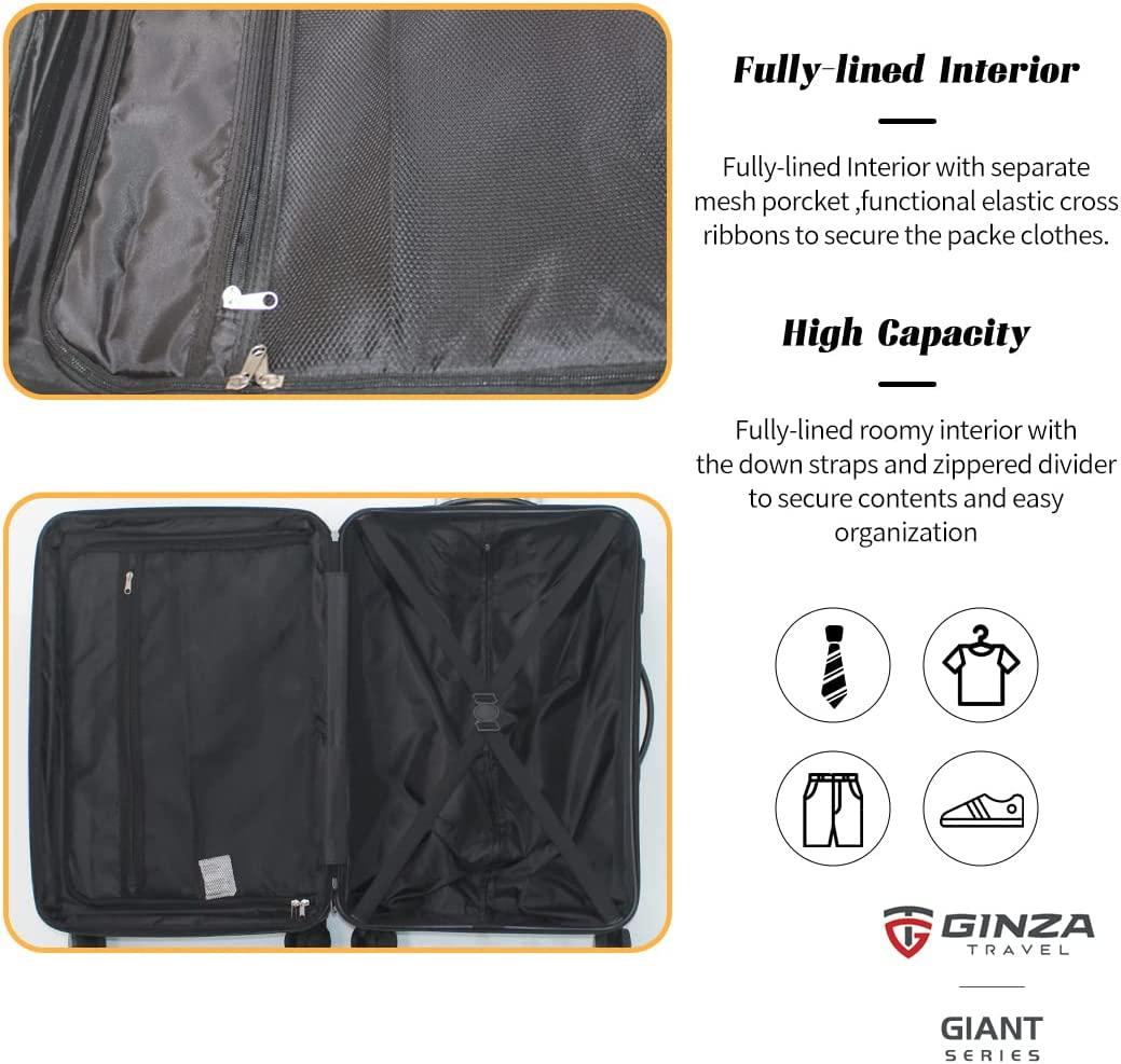 EXCELSIOR practical PC+ABS suitcase Spinner Wheels scratch-resistant Lightweight Spinner Expandable Suitcase, Universal wheel, (Giant series-03) (Gray, 3-Piece Set(20"/24"/28"))