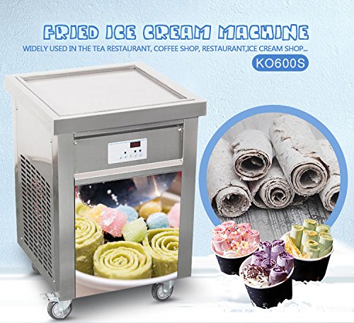 Commercial ETL certificated 21"x21" Single Square Pan Fried Ice Cream Machine, Frozen Yogurt Roll Ice Cream Machine, Fry Ice Cream Roll Machine-auto defrost