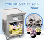 Commercial ETL certificated 21"x21" Single Square Pan Fried Ice Cream Machine, Frozen Yogurt Roll Ice Cream Machine, Fry Ice Cream Roll Machine-auto defrost