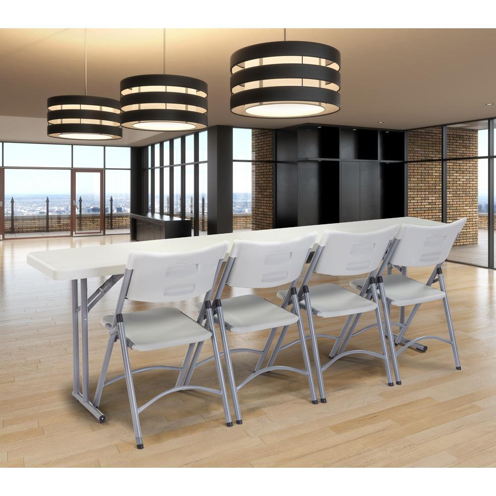96 in. Grey Plastic Folding Seminar Table