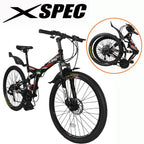 Xspec 7 Speed Folding Compact Mountain Bike, Black, 26 In.