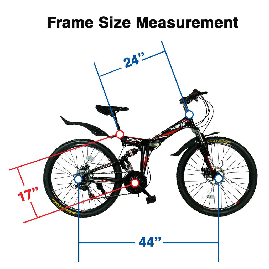 Xspec 7 Speed Folding Compact Mountain Bike, Black, 26 In.