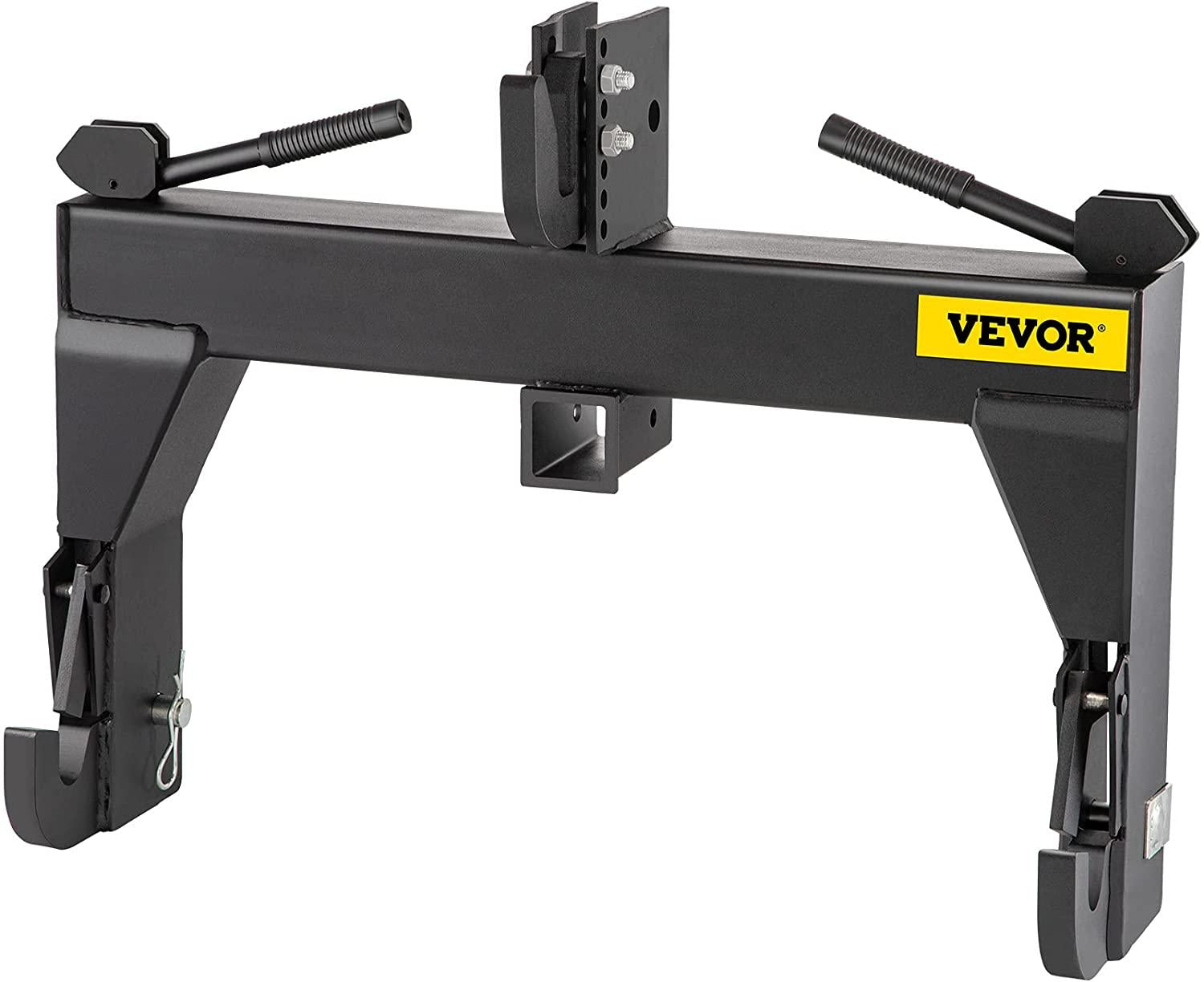 vevor 3-point quick hitch, 3000 lbs lifting capacity tractor quick hitch, 27.5" between lower arms attachments quick hitch, no welding &amp; 5 level adjustable bolt, adaptation to category 1 &amp; 2 tractors