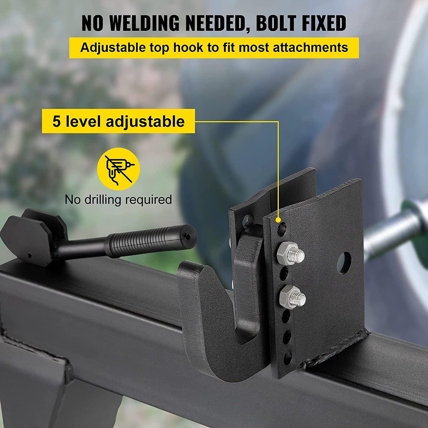 vevor 3-point quick hitch, 3000 lbs lifting capacity tractor quick hitch, 27.5" between lower arms attachments quick hitch, no welding &amp; 5 level adjustable bolt, adaptation to category 1 &amp; 2 tractors
