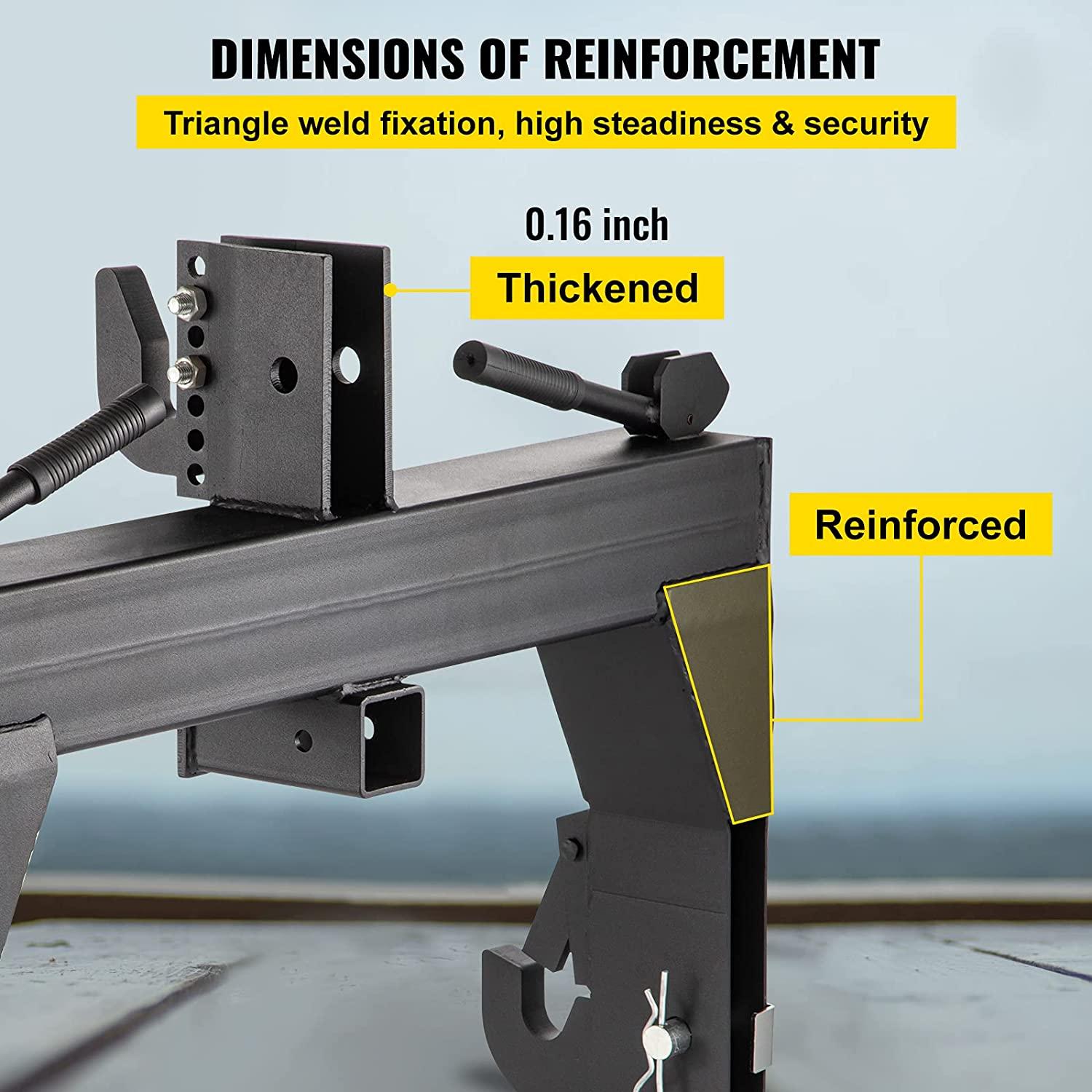 vevor 3-point quick hitch, 3000 lbs lifting capacity tractor quick hitch, 27.5" between lower arms attachments quick hitch, no welding &amp; 5 level adjustable bolt, adaptation to category 1 &amp; 2 tractors