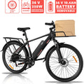 26 In. Electric Bike for Adults, 20MPH 350W Electric Mountain Bike 7-Speed Commuter Bicycle Hybrid Road E-Bike with 36V, 10.4AH Removable Battery, Shock Absorption, Front Cargo Rack for Women, Men