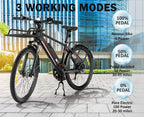 26 In. Electric Bike for Adults, 20MPH 350W Electric Mountain Bike 7-Speed Commuter Bicycle Hybrid Road E-Bike with 36V, 10.4AH Removable Battery, Shock Absorption, Front Cargo Rack for Women, Men