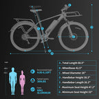 26 In. Electric Bike for Adults, 20MPH 350W Electric Mountain Bike 7-Speed Commuter Bicycle Hybrid Road E-Bike with 36V, 10.4AH Removable Battery, Shock Absorption, Front Cargo Rack for Women, Men