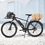26 In. Electric Bike for Adults, 20MPH 350W Electric Mountain Bike 7-Speed Commuter Bicycle Hybrid Road E-Bike with 36V, 10.4AH Removable Battery, Shock Absorption, Front Cargo Rack for Women, Men