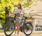 26 In. Electric Bike for Adults, 20MPH 350W Electric Mountain Bike 7-Speed Commuter Bicycle Hybrid Road E-Bike with 36V, 10.4AH Removable Battery, Shock Absorption, Front Cargo Rack for Women, Men