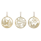 Set of 6 Gold Round and Elegant 24 Piece Christmas Hanging Ornament 17.5"