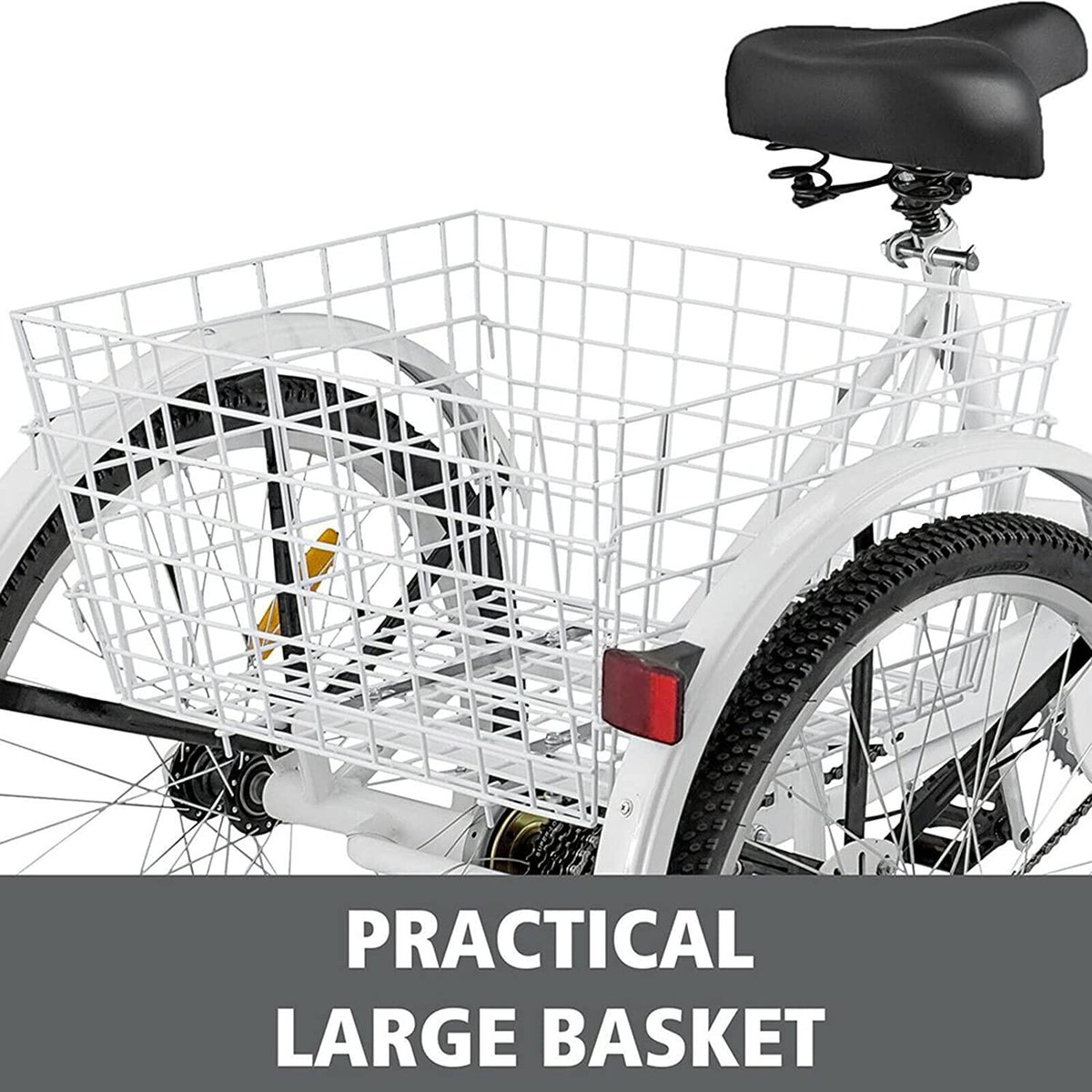 Adult Tricycle 7 Speed Three Wheel Tricycle for Adults 24 inch Womens Beach Cruiser Bike with LarBasket Adult Trikes for Seniors,Men,Women, Adjustable Height Seat for Recreation