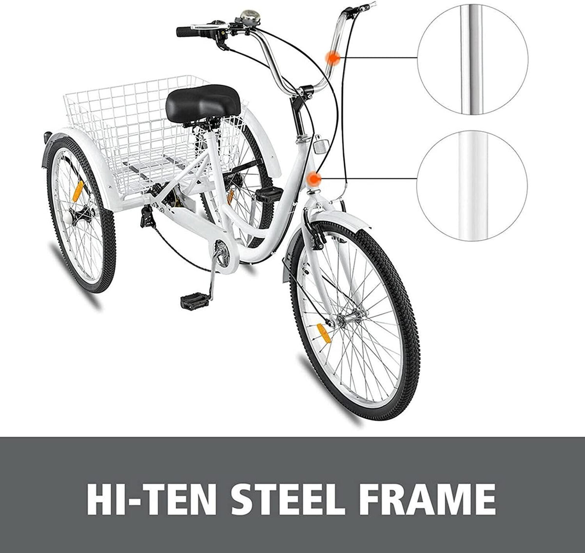 Adult Tricycle 7 Speed Three Wheel Tricycle for Adults 24 inch Womens Beach Cruiser Bike with LarBasket Adult Trikes for Seniors,Men,Women, Adjustable Height Seat for Recreation