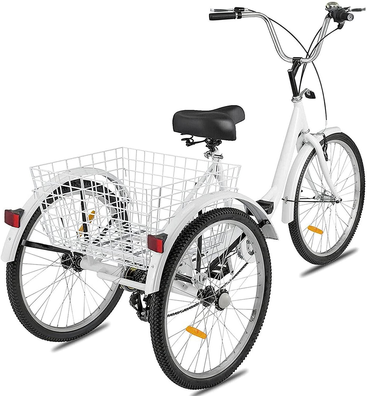 Adult Tricycle 7 Speed Three Wheel Tricycle for Adults 24 inch Womens Beach Cruiser Bike with LarBasket Adult Trikes for Seniors,Men,Women, Adjustable Height Seat for Recreation