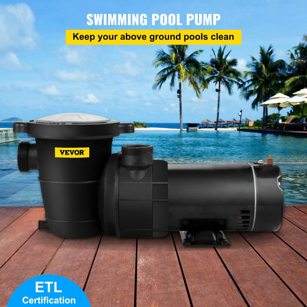 vevor swimming pool pump above ground pool pump 1.5 hp 88 gpm w/ strainer