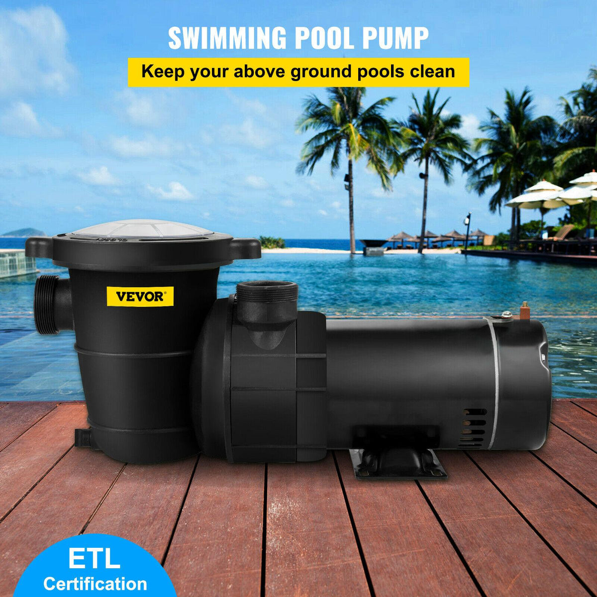 vevor swimming pool pump above ground pool pump 1.5 hp 88 gpm w/ strainer