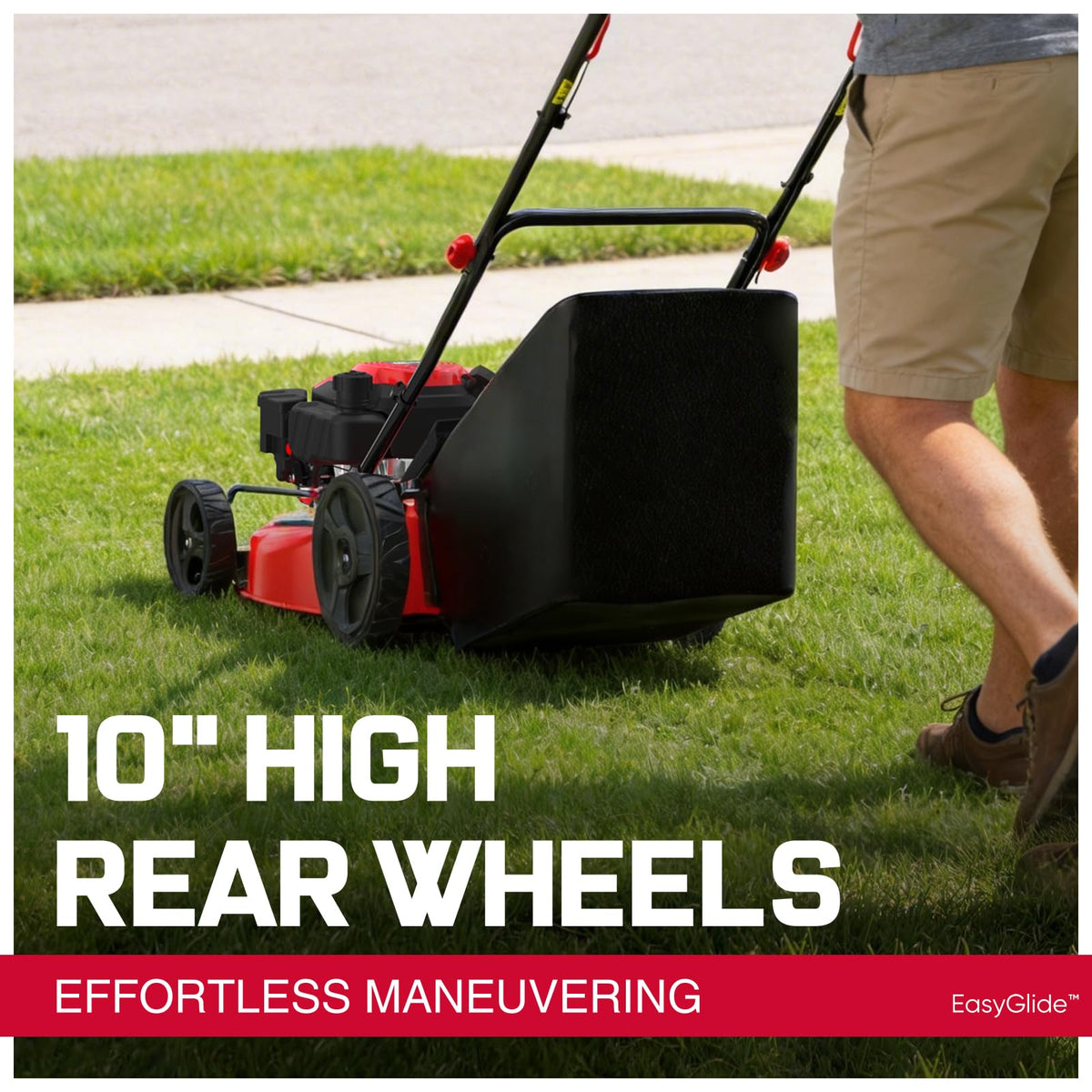 EasyGlide 21-Inch Gas Lawn Mower, 144cc 4-Stroke OHV Engine, Push Walk-Behind, 3-in-1 Mulch/Bag/Side Discharge, Steel Deck, 6 Height Adjustment