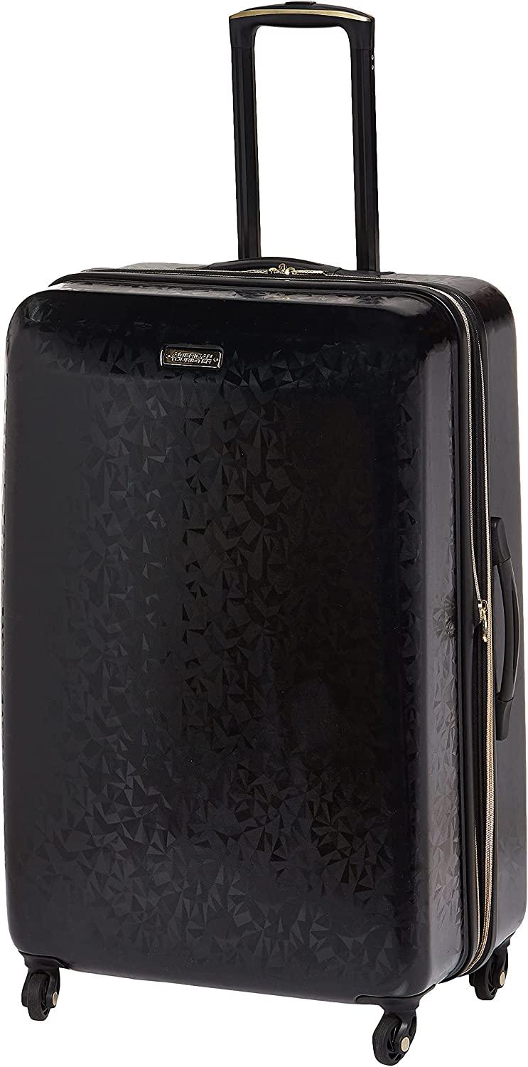 Belle Voyage Hardside Luggage with Spinner Wheels, Black, Checked-Medium 25-Inch