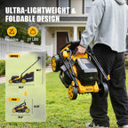 40V Cordless Lawn Mower Compatible with Dewalt 2x20V MAX Battery, 14 Inch Electric Lawn Mower with 35L Grass Bag, 6-Position Height Adjustment, Foldable Push Mower for Yard (Tool Only)