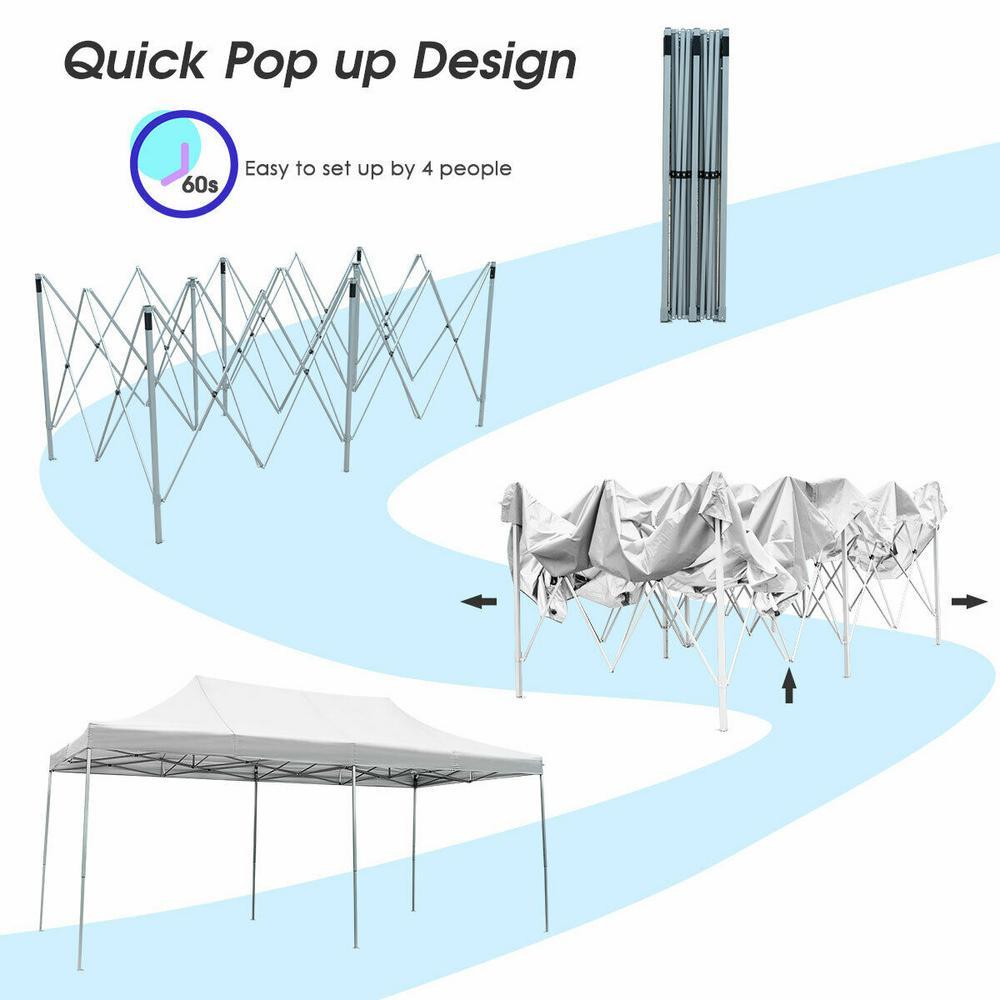 20 ft. x 10 ft. White Instant Pop Up Wedding Tent Folding Shelter Canopy Carry Bag