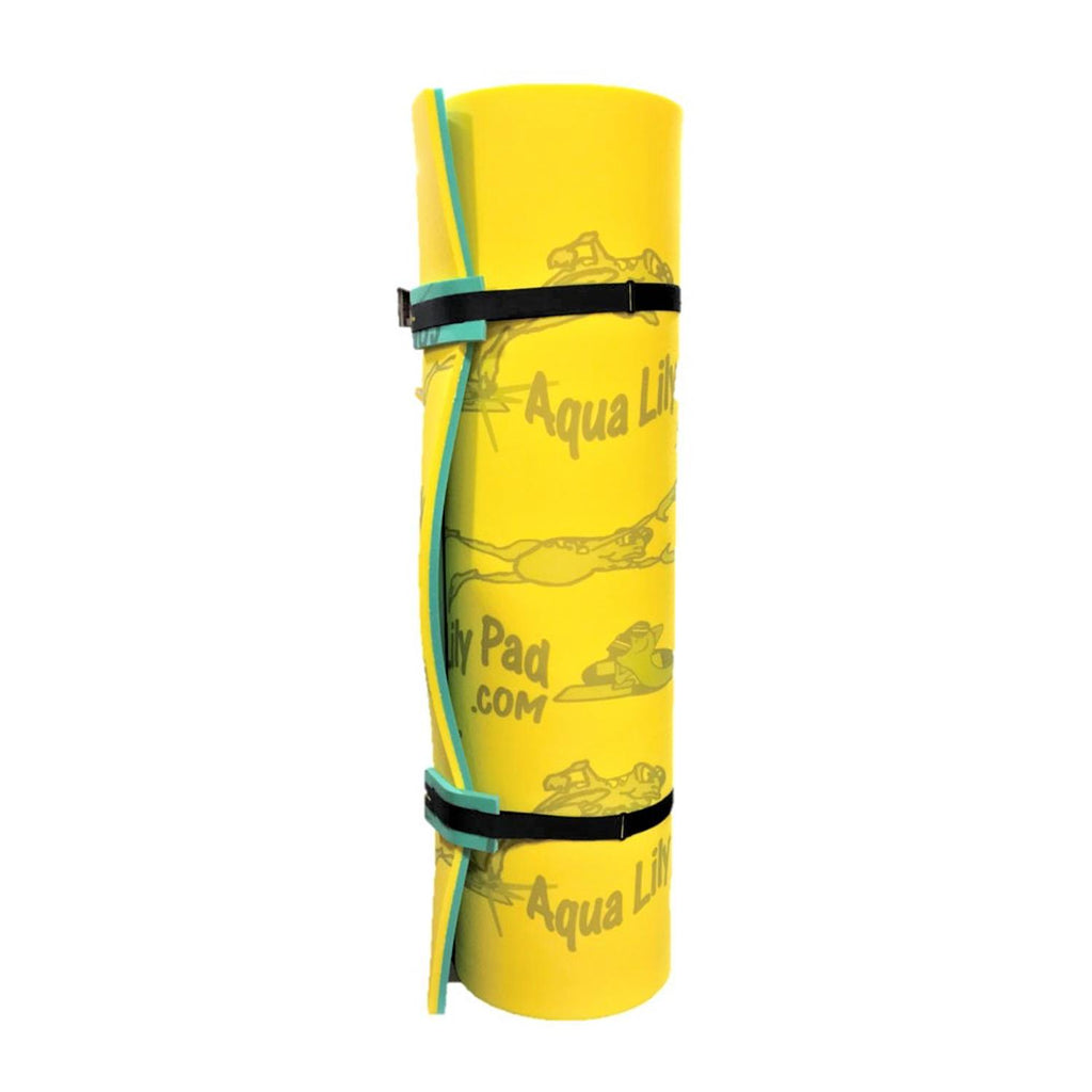 Aqua Lily Pad 15' Water Playground Floating Foam Island, Yellow and Reversible Floating Beverage Holder Cocktail Caddy, Teal (2