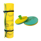 Aqua Lily Pad 15' Water Playground Floating Foam Island, Yellow and Reversible Floating Beverage Holder Cocktail Caddy, Teal (2