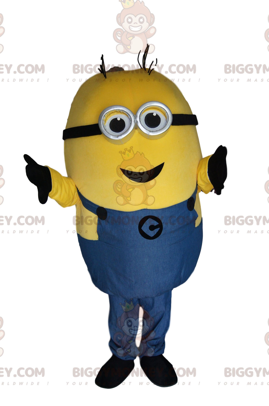 BIGGYMONKEYmascot costume of Bob, the very smiling little Minions