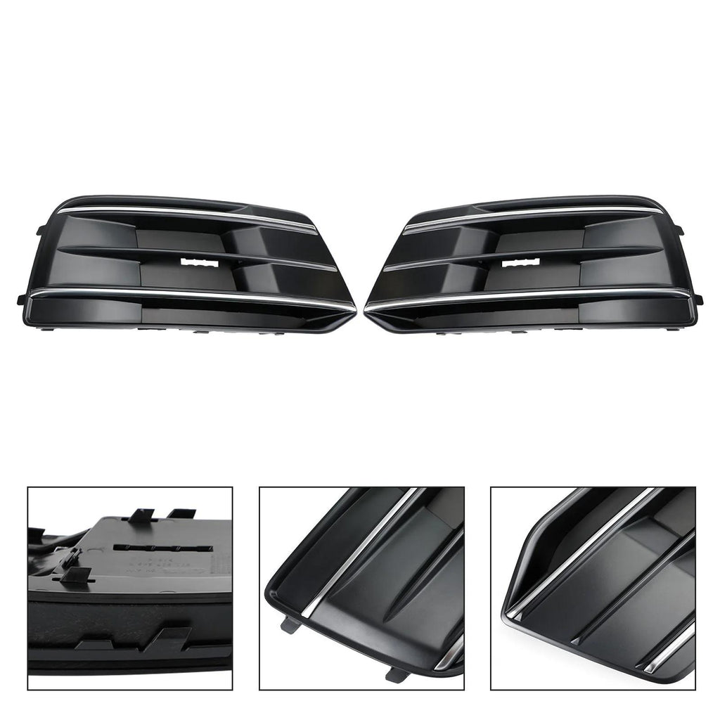 2018-2023 Audi Q5 Standard Version 2PCS Black/Chrome Front Bumper Cover Grille Bezel Insert Generic