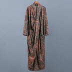 Fashion Loose Print Maxi Pockets Long Sleeve Dress