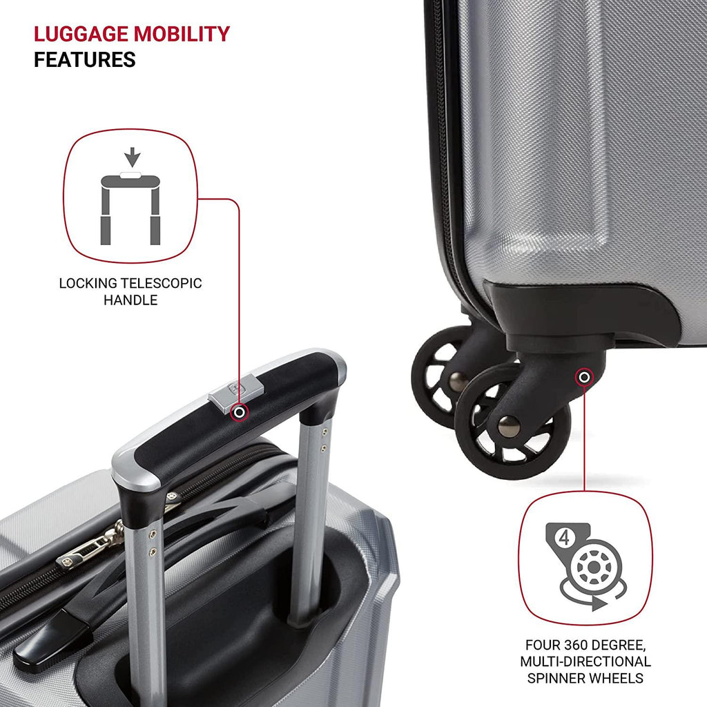 3750 Hardside Expandable Luggage with Spinner Wheels, Silver, Carry-On 20-Inch