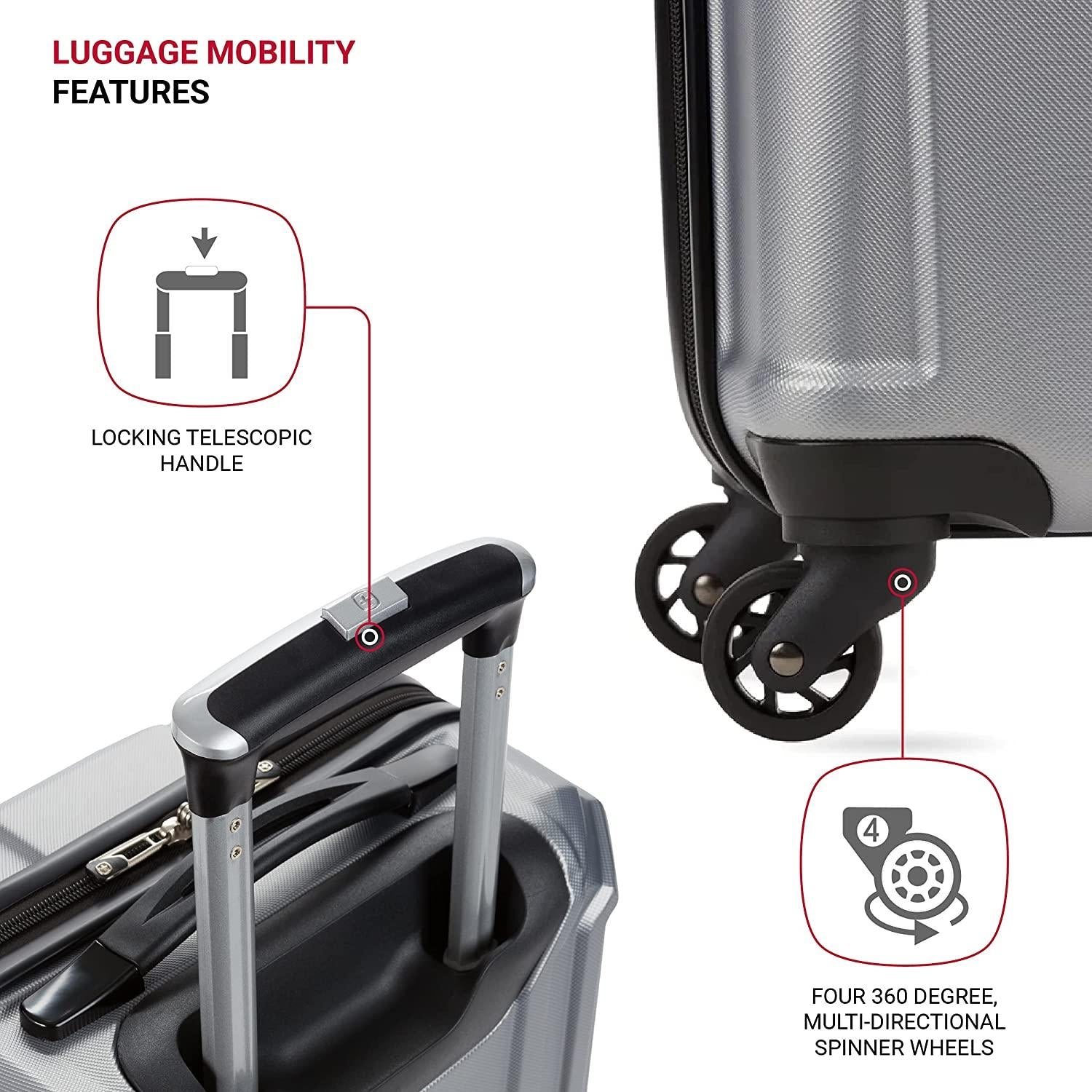 3750 Hardside Expandable Luggage with Spinner Wheels, Silver, Carry-On 20-Inch