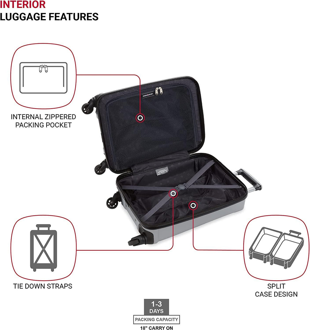 3750 Hardside Expandable Luggage with Spinner Wheels, Silver, Carry-On 20-Inch