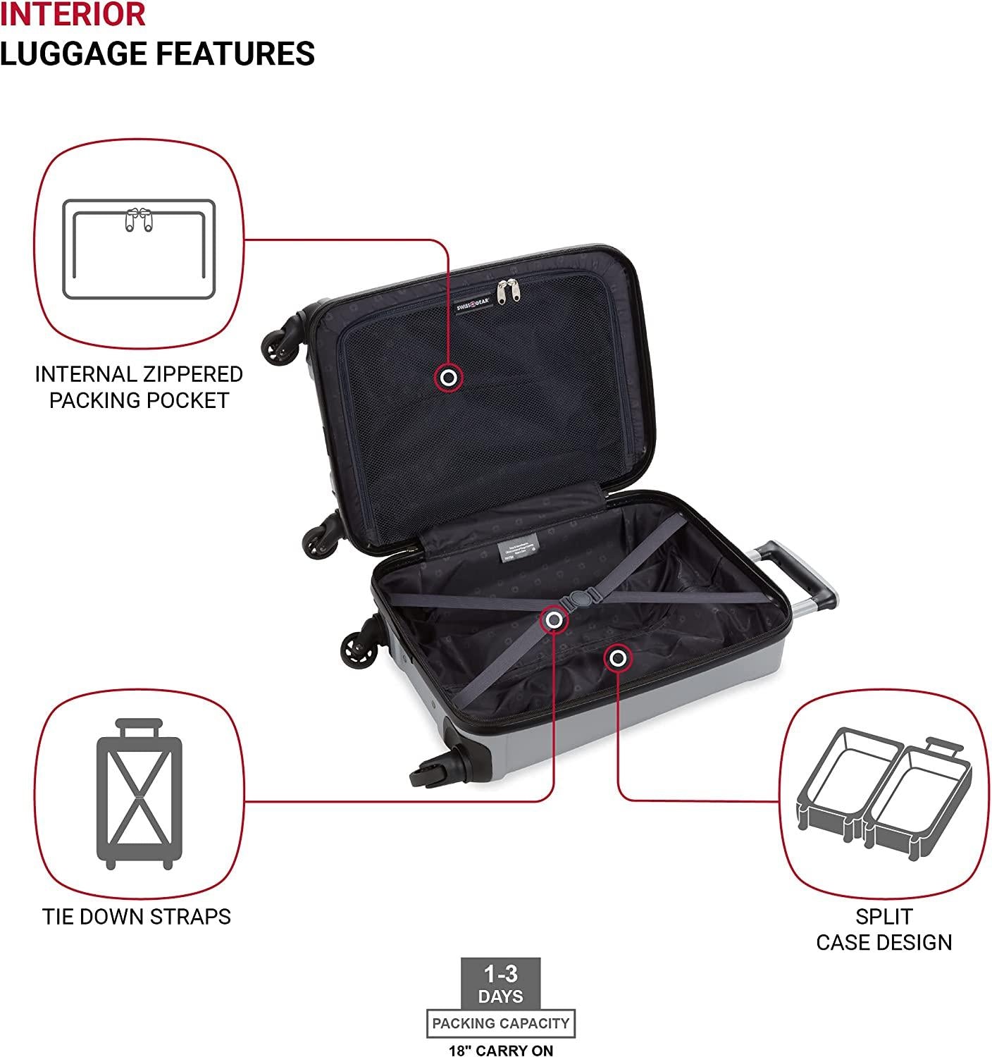 3750 Hardside Expandable Luggage with Spinner Wheels, Silver, Carry-On 20-Inch