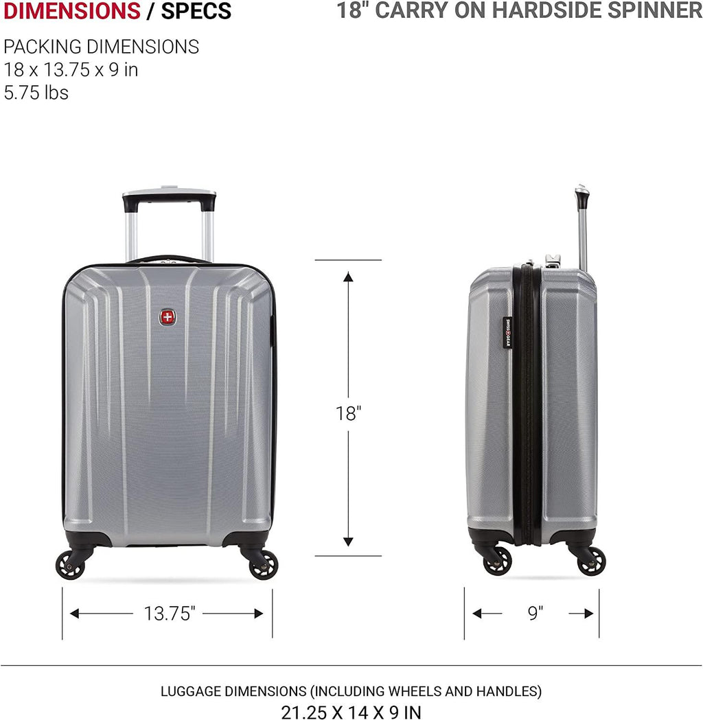 3750 Hardside Expandable Luggage with Spinner Wheels, Silver, Carry-On 20-Inch