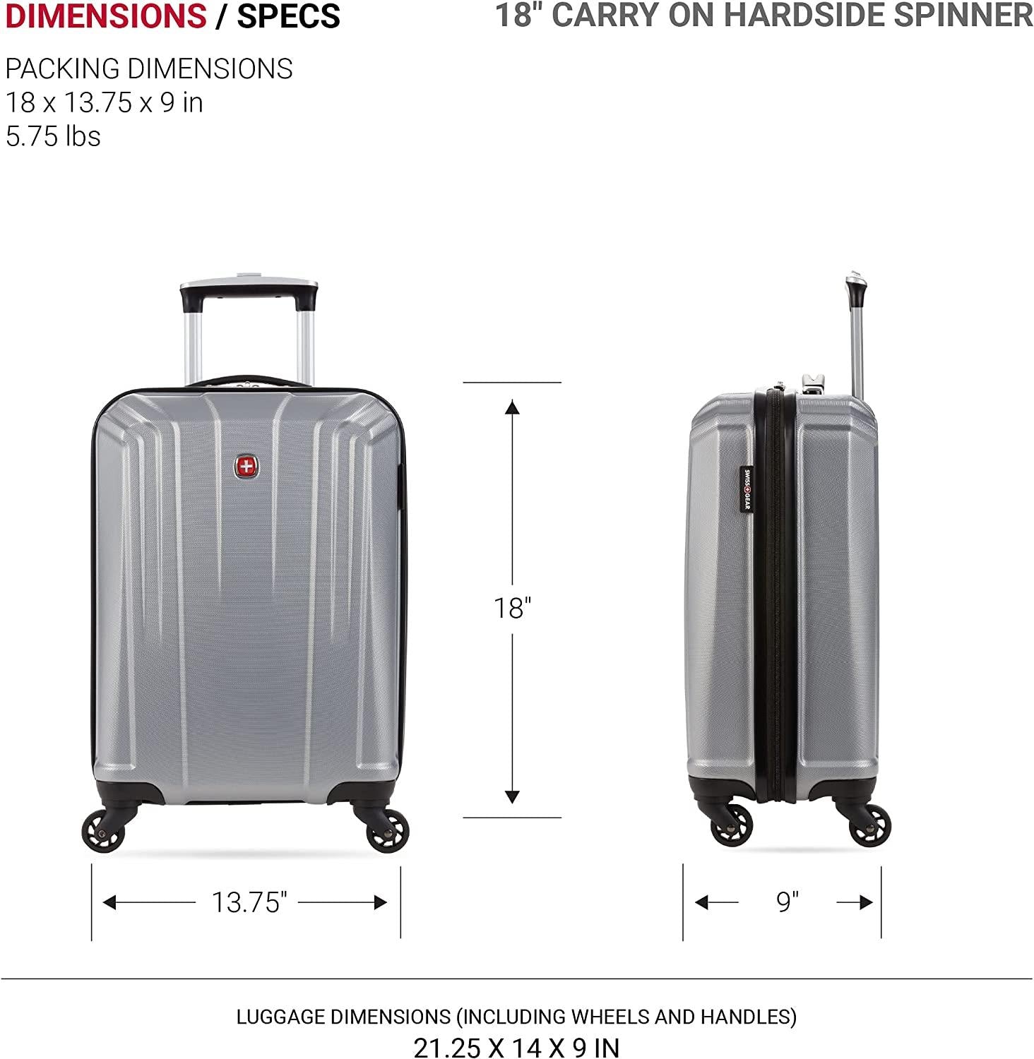 3750 Hardside Expandable Luggage with Spinner Wheels, Silver, Carry-On 20-Inch