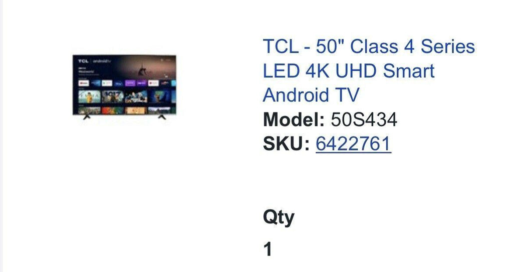 used tcl - 50 inch 4series led 4k  uhd smart android tv
