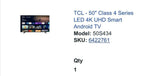used tcl - 50 inch 4series led 4k  uhd smart android tv