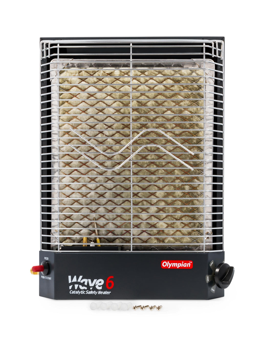 Camco Olympian RV Wave-6 LP Gas Catalytic Safety Heater, Adjustable 3200 to 6000 BTU, Warms 230 Square Feet of Space, Portable and Wall Mountable