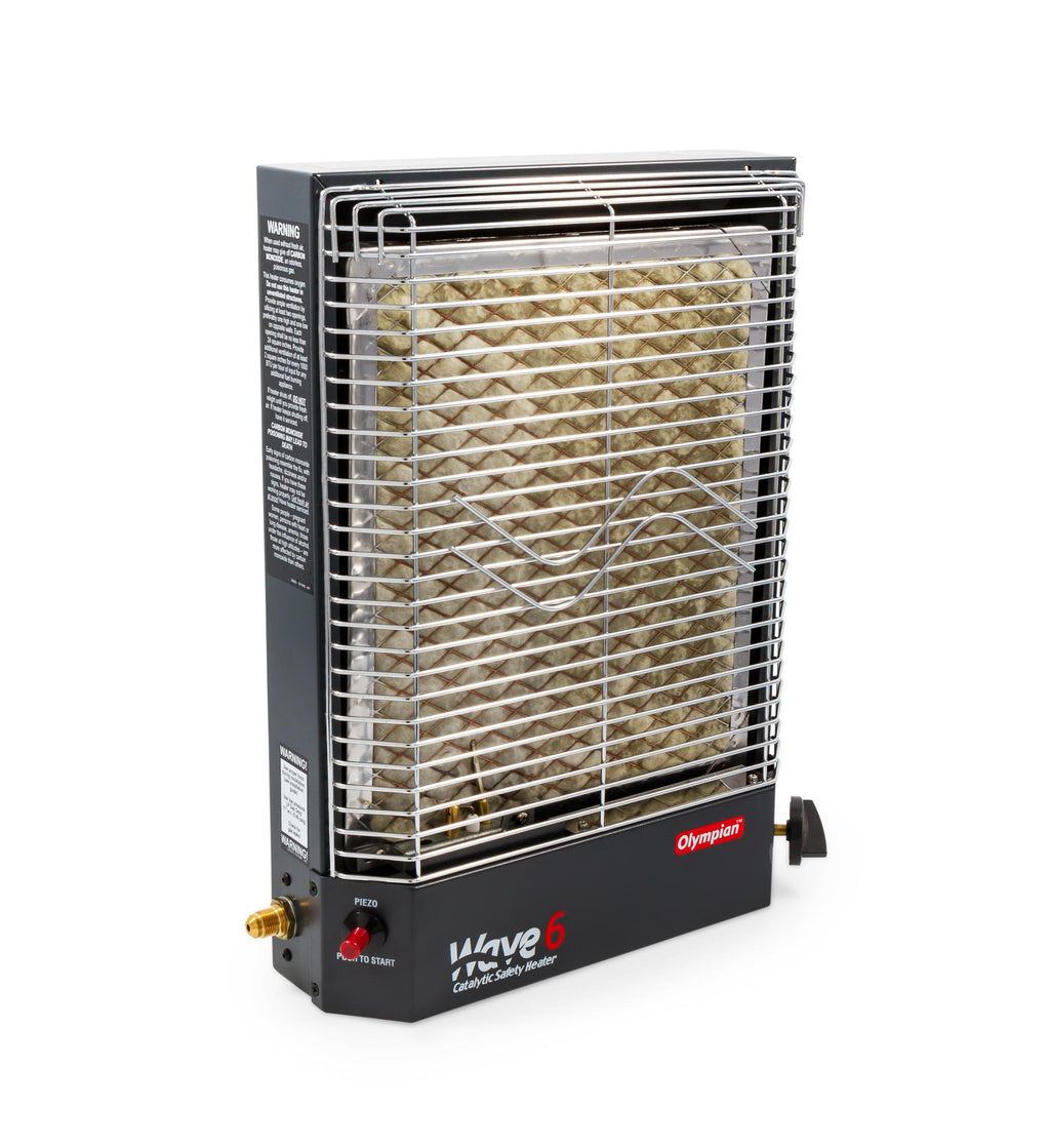 Camco Olympian RV Wave-6 LP Gas Catalytic Safety Heater, Adjustable 3200 to 6000 BTU, Warms 230 Square Feet of Space, Portable and Wall Mountable