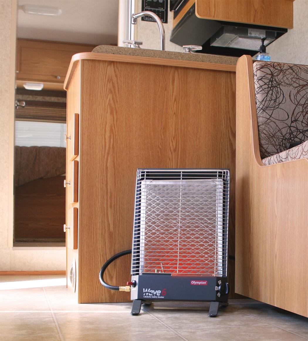 Camco Olympian RV Wave-6 LP Gas Catalytic Safety Heater, Adjustable 3200 to 6000 BTU, Warms 230 Square Feet of Space, Portable and Wall Mountable