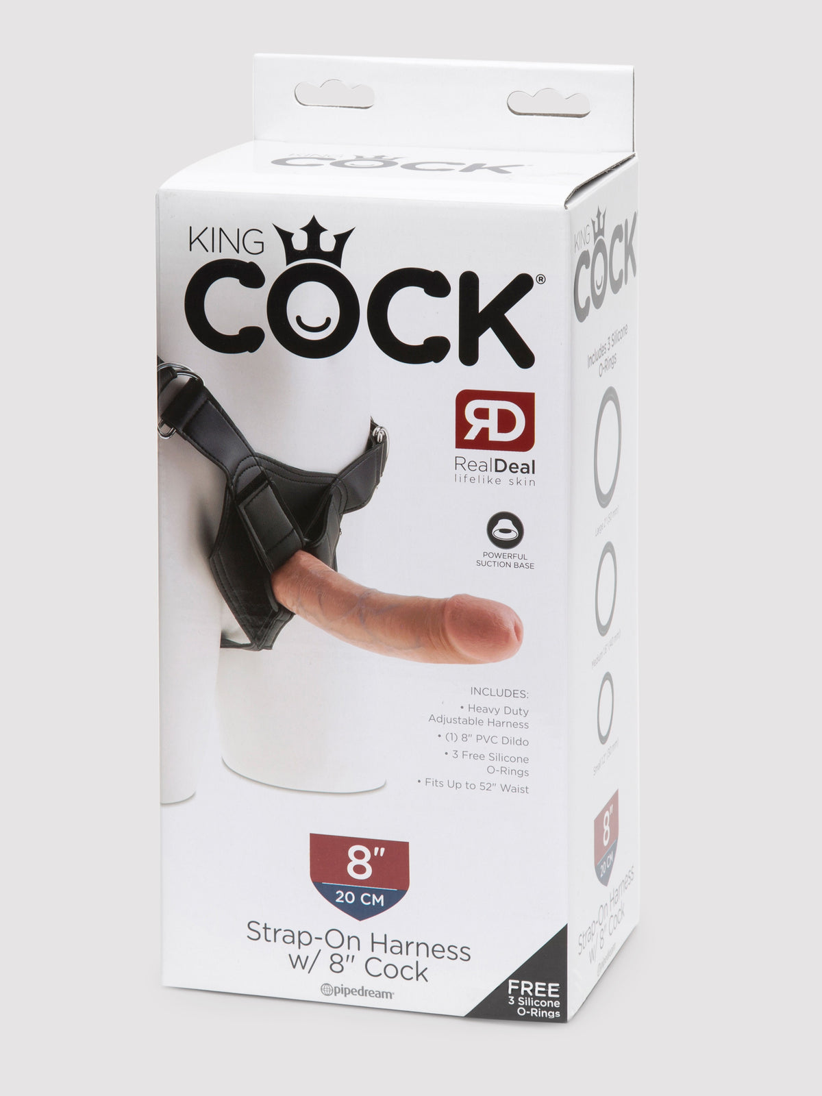 King Cock Strap-On Harness Kit with Ultra Realistic Dildo 8 Inch, Flesh Pink