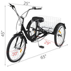 Adult Tricycle 20 inch,7-Speed 3 Wheel Cruise Bike,Adjustable Trike with Bell, Brake System Cruiser Bicycles LarSize Basket for Riding,Black