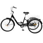 Adult Tricycle 20 inch,7-Speed 3 Wheel Cruise Bike,Adjustable Trike with Bell, Brake System Cruiser Bicycles LarSize Basket for Riding,Black