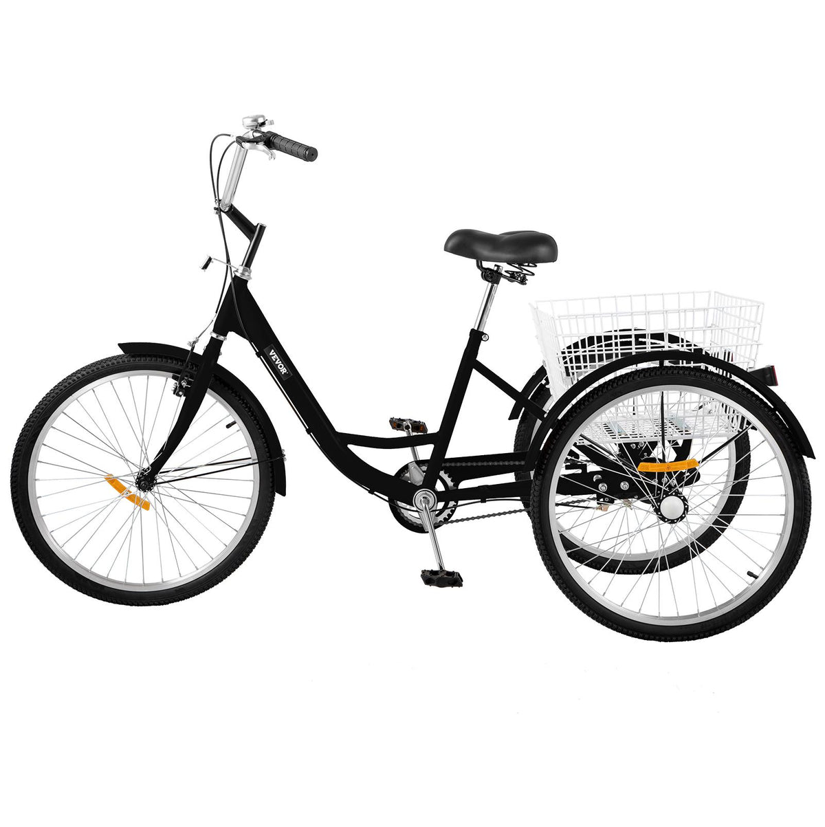 Adult Tricycle 20 inch,7-Speed 3 Wheel Cruise Bike,Adjustable Trike with Bell, Brake System Cruiser Bicycles LarSize Basket for Riding,Black