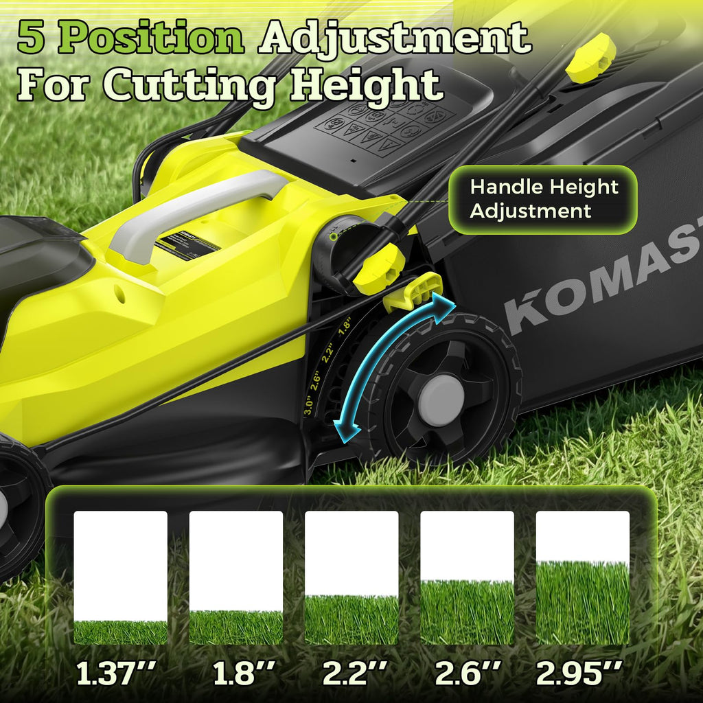 40V Electric Lawn Mower 16" Cordless Battery Powered Mower, 2 in 1 Mulching Lawnmower with 5-Position Height Adjustment 10.6 Gallon Bag, Small Push Lawn Trimmer, 2X4.0Ah Battery and 2 Chargers